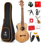 Electric Acoustic Tenor Ukulele Solid Mahogany 26" Ukelele for Starter Professionals with 2 Band EQ, Carry Bag, Practical Beginner Kits by Vangoa