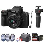 Panasonic Lumix G100 4K Mirrorless Camera with 12-32mm Lens and Tripod Grip Kit for Photo and Video Vlogging (DC-G100VK) + Filter Kit + 64GB Card + Card Reader + Bag + Cleaning Kit