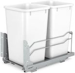 Rev-A-Shelf Double 27 Qt Pull Out Trash Cans with Soft Close for Under Kitchen Cabinets, Min Opening Width of 11.5", White, 53WC-1527SCDM-211