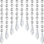 Jishi 33ft Crystal Garland Strands, String of Beads w/Crystal Icicle Prism Pendant, Hanging Crystals for Decoration for Centerpieces Chandeliers Christmas Ornaments, Clear Acrylic Diamond Beaded Chain