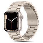 Tasikar Band Compatible with Apple Watch Band 42mm (Series 10) 41mm 40mm 38mm Premium Stainless Steel Metal Replacement Strap Compatible with Apple Watch SE Series 10 9 8 7 6 5 4 3 2 1 (Starlight)