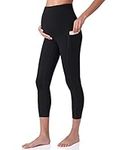 POSHDIVAH Women's Maternity Capri Leggings Over The Belly Pregnancy Workout Active Stretchy Pants with Pockets Black Medium