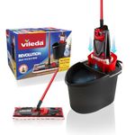 Vileda - All Floor Cleaning System with Bucket, Drainer and Stand with Microfibre Cloth - Black/Red