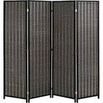 FDW Bamboo Room Divider Folding Privacy Screen 4 Panel 72 Inches High 17.7 Inches Wide Room Divider for Living Room Bedroom Study,Black