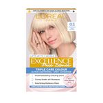 L'Oréal Paris Excellence Crème Permanent Hair Dye, Radiant At-Home Hair Colour with up to 100% Grey Coverage, Pro-Keratin, Up to 8 Weeks of Colour, Colour: 03 Ultra-Light Ash Blonde