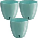 DECOPOTS - 3 Pack Self Watering Planter - Indoor Decorative Flower Pot with Drainage Cartridge and Water Level Indicator (5.5", Jade)