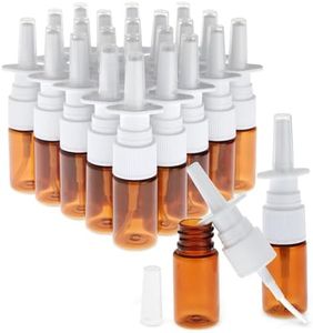 Bright Creations 24-Pack Small Empty Nasal Spray Bottles for Nose - 10ml/0.35 oz Bulk Plastic Refillable Amber Mist Sprayers for Travel