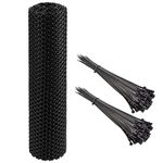 TAICHEUT 15.7 Inch x 49 Ft Black Plastic Chicken Wire Fence, Decorative Chicken Mesh Fence with Tie Plastic Poultry Netting for Garden Decorative, Farm, Poultry Protection and DIY Crafts