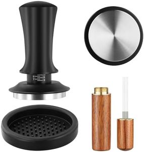 Vusddy Tamper de 51 mm con regulación de presión, juego de prensador de café con estera y herramienta WDT, accesorio para portafiltros sin fondo de 51 mm, mango de aluminio, base de acero inoxidable
