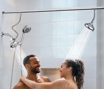 V-Frankness Dual Shower Head for Couples, High Pressure and Adjustable Multimodal Tandem Shower Head System for Two People Rod, 3-Setting Diverter with Holder, 71 Inch Extra Long Hose (Chrome)