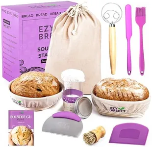 Ezy Breezy Sourdough Kit – Sourdough Bread Baking Supplies, Banneton Proofing Basket Set, Glass Starter Jar, Danish Dough Whisk, Sourdough Starter Kit & Recipe Ebook!