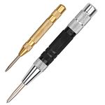 HORUSDY Super Strong Automatic Centre Punch (Black) and General Automatic Center Punch （Yellow）, Adjustable Spring Loaded Metal Drill Tool 2pcs