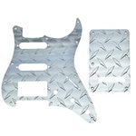 KAISH Premium Diamond Plate 11 Hole Strat HSS Pickguard Aluminum Scratch Plate and Backplate Tremolo Trem Cover with Screws for American/Mexican FD Stratocaster Silver