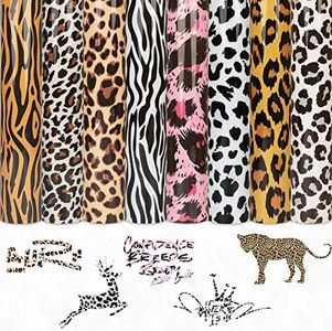 Tintnut Leopard Heat Transfer Vinyl-Cheetah-8 Sheets HTV Bundle - 12 x 10 inch Iron on Vinyl Animal Patterned Assorted Colors Heat Transfer Camouflage DIY T-Shirts for Cricut or Silhouette Cameo