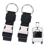 Deaguid 2 Pcs Luggage Straps, Luggage Strap Clips, Adjustable Suitcase Straps, Suitcase Strap with Buckle, Luggage Straps for Suitcases, Luggage Belt Black for Travel (Metal)