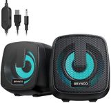 BRYNCO 2.0 Channel RGB Computer Speakers | Compact Size with Dynamic Color-Changing Lights & Clear Audio | USB-Powered for PC/Laptop/Tablet/Phone | Plug & Play, Wired Remote (Black)