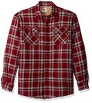 Wrangler Authentics Men's Long Sleeve Sherpa Lined Shirt Jacket Button, Pomegranate, Large