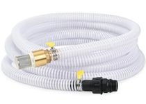 FLUENTPOWER 23FT x 1" Suction Hose Kit with Brass Fitting Check Valve and NPT 1" Thread, Water Intake Hose Set, Aspiration Hose for Shallow Well Sprinkler Garden Booster Pump, White