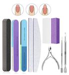 MUEYAN Nail File Set,13 Pcs Nail Files Block 7 Ways Buffer Block Buffer Block Sponge Polished, Come with Cuticle Nipper and Pusher for Dead Skin Nail Trimming Manicure Tools