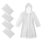 Disposable Rain Poncho, 4 Pack Waterproof Ponchos Adults One Size Clear Raincoat for Men - Plastic Rain Poncho with Drawstring Hood Family Pack - Emergency Poncho