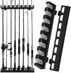 THKFISH Fishing Rod Holders Fishing Rod Rack Wall Mount Vertical Fishing Pole Holders for Garage Room, Boats Store 8 Fishing Rod Combos,1pair grey