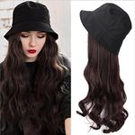 MachOne Hair Extension Synthetic Long Hairpiece Adjustable BucketCap Attached Natural Wig for Women Girls Black Cap Brown Hair (Brown)