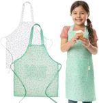 TOVLA JR. Kids Apron Set - 2-Pack Kid Apron with Pockets - Comfortable Cotton Child Apron - Colorful Childrens Aprons - Toddler Apron for Cooking, Baking, Painting - Fun Aprons for Girls, Boys 4-10