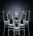 Politestar Juice Glass Water Glass Drink Glass Set of 6 Drinking Glass Juice Glass Cocktail, Whiskey, Perfect for Dinner Parties, Bars (Squre)