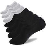 No Show Socks Mens 7 Pair Cotton Thin Non Slip Low Cut Men Invisible Sock 6-9/10-12 (Sock Size:12-14, 4black+3gray)