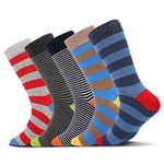 FULIER Men's Cool Colorful Novelty Casual Funny Dress Crew Cotton Socks Multi-Pack