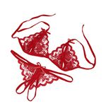 NC Lingerie for Women,Women Lady Sexy Lingerie Lace Underwear Sleepwear G-String Lingerie Bra and Panty 2 Piece (Red, Medium)