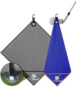 Magnetic Golf Towel 2 Pack 20" x 20" with Clip & Cleaning Pocket - Microfiber Waffle Ultra Absorbent, Golf Club & Ball Cleaner, Magnet for Clubs Essential Golf Accessories Golf Gifts for Men Women