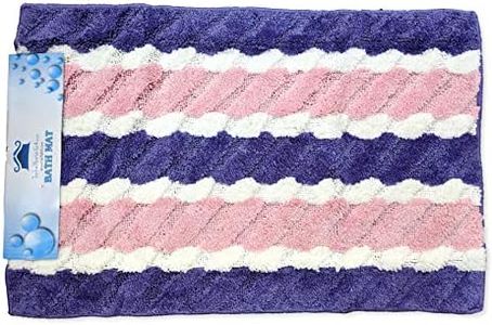 Tache Purple White and Pink Striped Wildflower Stripes Embossed Patterned Floor Bathroom Bath Shower Mat Rug - 2.5 x 4 Feet - 31 X 48 Inch