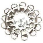 H&S 80x D Rings Picture Photo Frame Hanging Hook Hangers - Canvas Hook Wall Bracket Hanger w/Screws Stainless Steel Silver, Picture Hanging Hooks, D Hooks for Hanging Pictures - Picture Frame D Rings