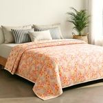 haus & kinder Cotton Dohar for Double Bed Queen Size | Lightweight Summer Blanket AC Dohar | 3 Layer Soft Reversible Cotton Quilt Blanket for Bed | Kawai Bloom Pink | 100 x 89 Inches | 144 TC