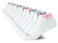 Reebok Women's Quarter Crew Socks - 12 Pack Performance Cushion Comfort Crew Socks - Athletic Socks for Women (4-10), White Marl, 4-10