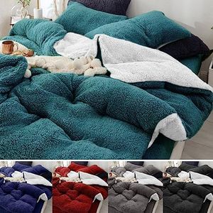 Super Warm Teddy Bear Fleece/Sherpa 2 in 1 Quilt Doona Duvet Cover Set All Size Winter Thermal (Queen, Burgundy)