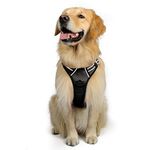 rabbitgoo Dog Harness, No-Pull Pet Harness with 2 Leash Clips, Adjustable Soft Padded Dog Vest, Reflective No-Choke Pet Oxford Vest with Easy Control Handle for Large Dogs, Black, XL