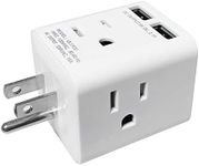 Multi Plug Outlet Extender, Vsanstar 3 Prong Wall Tap 4 Way AC Electrical Outlets Power Strip, Power Plug Splitter Grounded to USA Adapter for Home Office, Kitchen (USA Plug Outlet with USB)