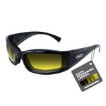 Global Vision Eyewear 24 Triumphant Series Safety Glasses with Black Frames and Yellow Tint Lenses