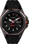 TIMEX Silicone UFC Street Collection Men Quartz Analog Black Dial Coloured Quartz Watch, Round Dial with 44 Mm Case Width - Tw2V57300X6, Bandcolor-Black