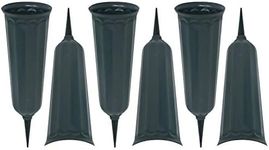 Essentially Yours 6 Pack - 7 Inch Memorial Floral Vase with 3 Inch Stakes - for Artificial Flowers Only Also Great for Parties and Outdoor Events, Dark Gray