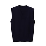 Today's Deals Cheap Stuff Under 1 Dollar Women's V Neck Ribbed Sweater Vest Casual Plain Knitted Jumper Vests 2024 Trendy Sweaters Cute Preppy Clothes Gifts for Women Who Navy