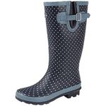 Stormwells ® Ladies Wide Calf Wellies Wellington Boots Plus Extra Comfort Memory Foam Insoles Sizes UK 3-9 (5 UK, Pale Blue Polka Dot)