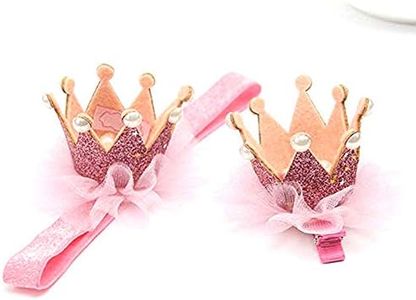 G-Tree ragazze neonate Crown Tiara fascia dei capelli della da sposa della principessa del fiore di promenade Corona fascia e corona tornante per 0-3 anni del bambino (colore rosa)