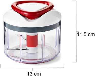 Zyliss Easy Pull Manual Food Processor, 750ml – Handheld Chopper, White/Red, Dishwasher Safe