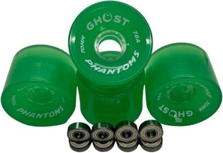 GHOST BOARDS Jelly Phantoms 70mm 78A Long Board Wheels with ABEC-7 Bearings for Smooth Cruising - Skateboard Wheels Provide Grip & Speed - Ghost Wheels Built for Tricks & Control (Green)