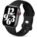 Charlam Compatible with Apple Watch Strap 38mm 40mm 41mm for Women Men, Sport Band Soft Silicone Replacement Straps Compatible with iWatch SE Series 9 8 7 6 5 4 3 2 1, 38mm/40mm/41mm, Black