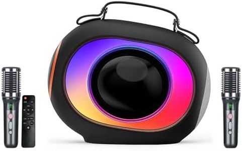 Karaoke Machine, Bluetooth Speaker with Dual Visualized Passive Radiators, 2 Microphones and PA System and Disco Light, Bass/Treble/Echo, Supports TV/TF/USB/AUX/Live for Home Party, Outdoor (Black)