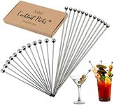 Cocktail Picks Martini Stirrers Toothpicks – (24 Pack / 4 & 8 Inch) Reusable Cocktail Picks - Stainless Steel Metal Drink Skewers Sticks for Martini Olives Appetizers Bloody Mary Brandied